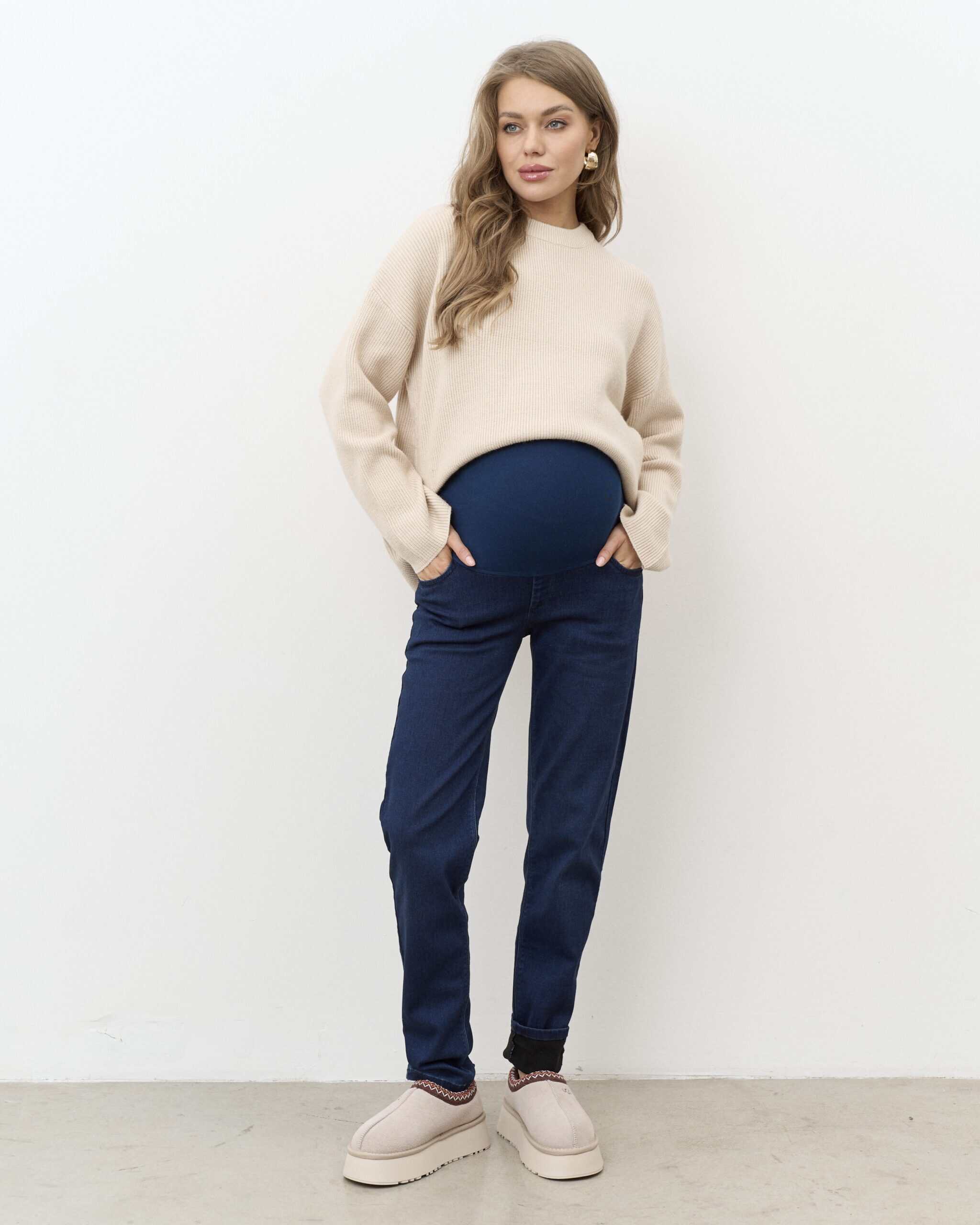 Синие теплые джинсы moms для будущих мам Desire Warm Синие теплые джинсы moms для будущих мам Desire Warm