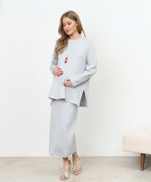 Серо-голубая теплая юбка Trendy на невысокий рост — изображение 5