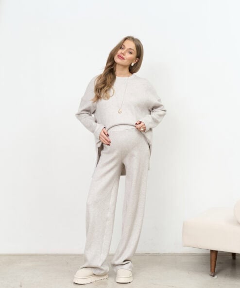 Серо-бежевые теплые брюки Trendy на невысокий рост — изображение 3