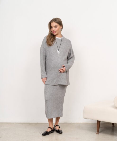Темно-серая теплая юбка для будущих и кормящих мам Trendy — изображение 3