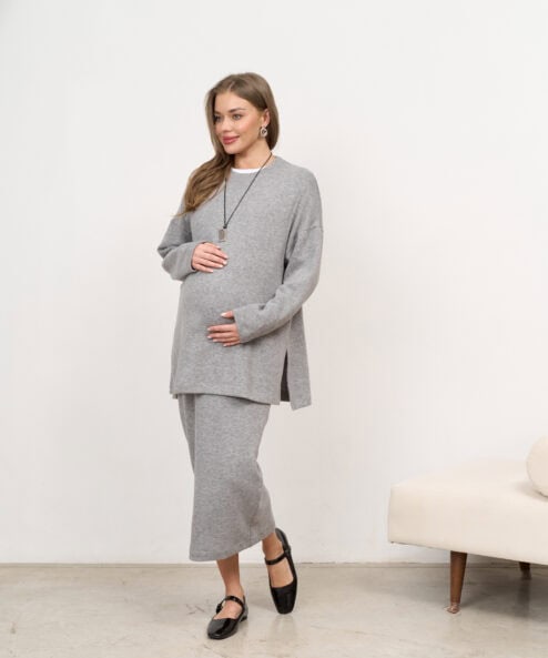 Темно-серая теплая юбка для будущих и кормящих мам Trendy — изображение 4