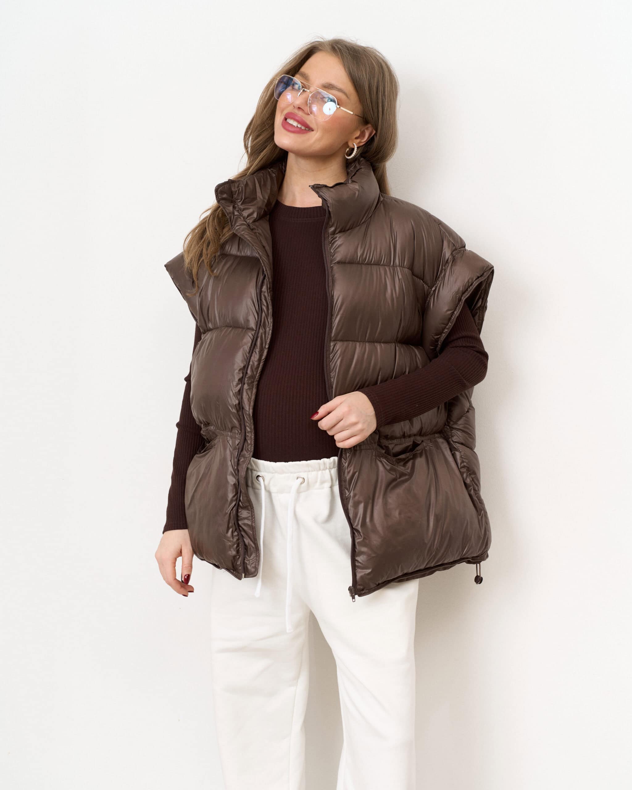 Коричневый тёплый жилет Weekend Коричневый тёплый жилет Weekend — изображение 2