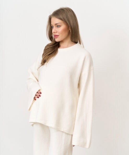 Молочный вязаный костюм с брюками и джемпером Cozy Молочный вязаный костюм с брюками и джемпером Cozy — изображение 3