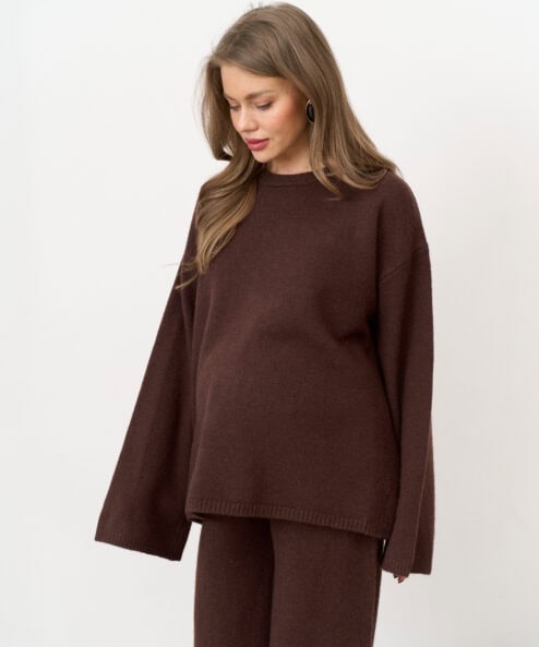 Шоколаный вязаный костюм с брюками и джемпером Cozy — изображение 14