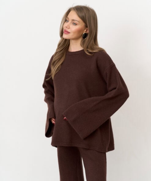 Шоколаный вязаный костюм с брюками и джемпером Cozy — изображение 13