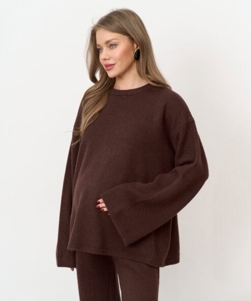 Шоколаный вязаный костюм с брюками и джемпером Cozy — изображение 6