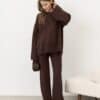 Молочный вязаный костюм с брюками и джемпером Cozy Молочный вязаный костюм с брюками и джемпером Cozy Весна 38