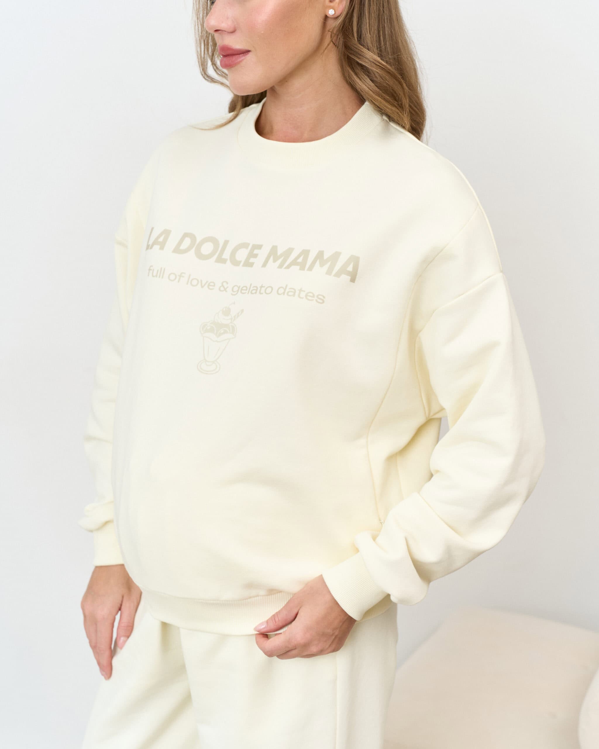 Сливочный свитшот для будущих и кормящих мам La dolce mama Сливочный свитшот для будущих и кормящих мам La dolce mama — изображение 5