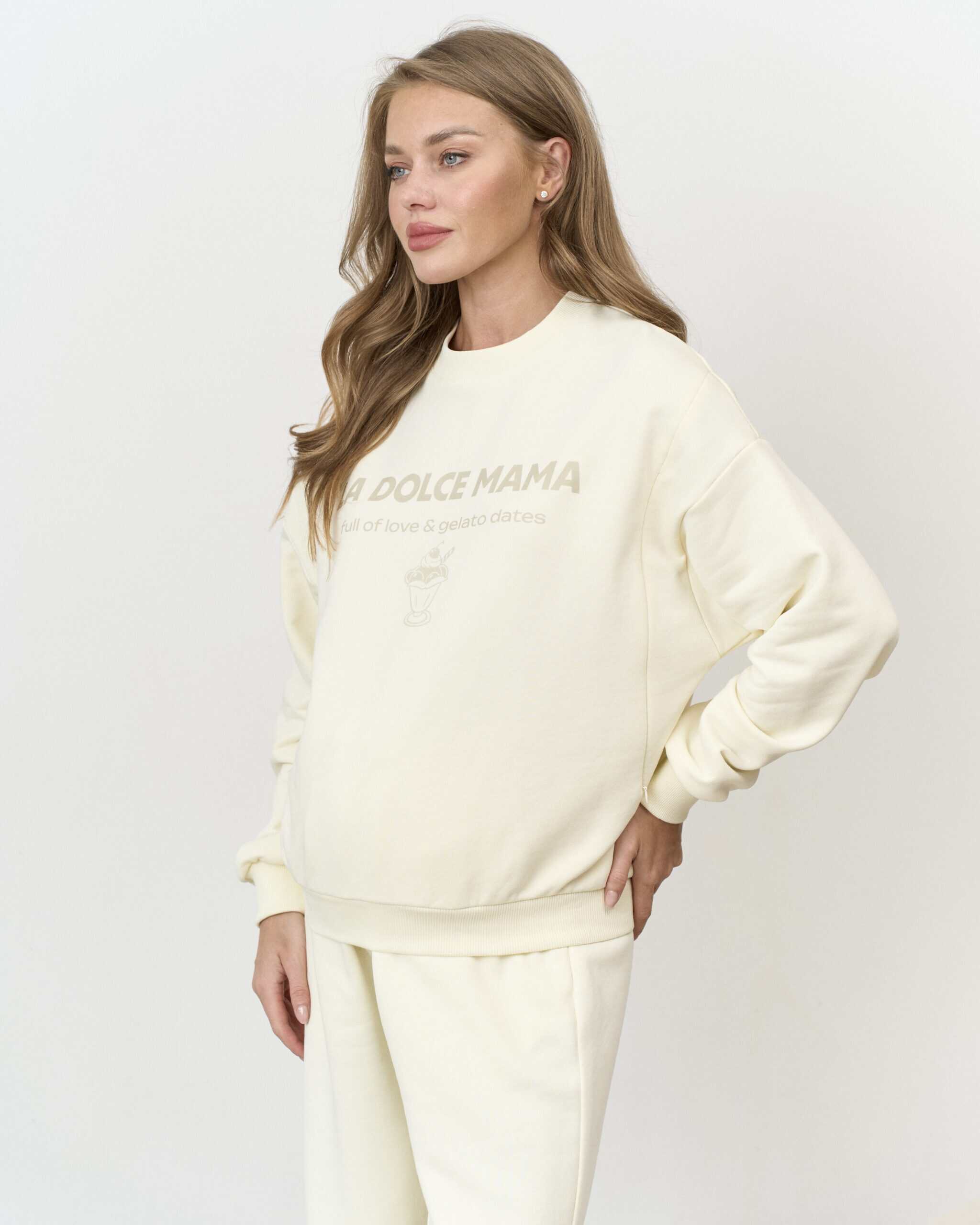 Сливочный свитшот для будущих и кормящих мам La dolce mama Сливочный свитшот для будущих и кормящих мам La dolce mama