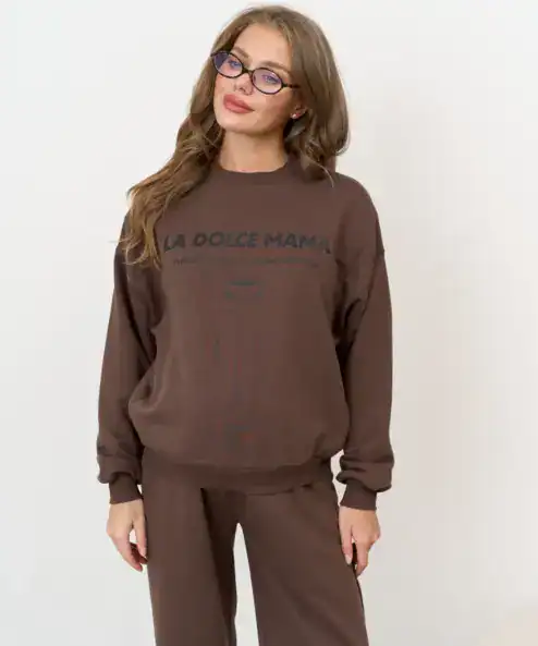 Шоколадный свитшот для будущих и кормящих мам La dolce mama Шоколадный свитшот для будущих и кормящих мам La dolce mama — изображение 4