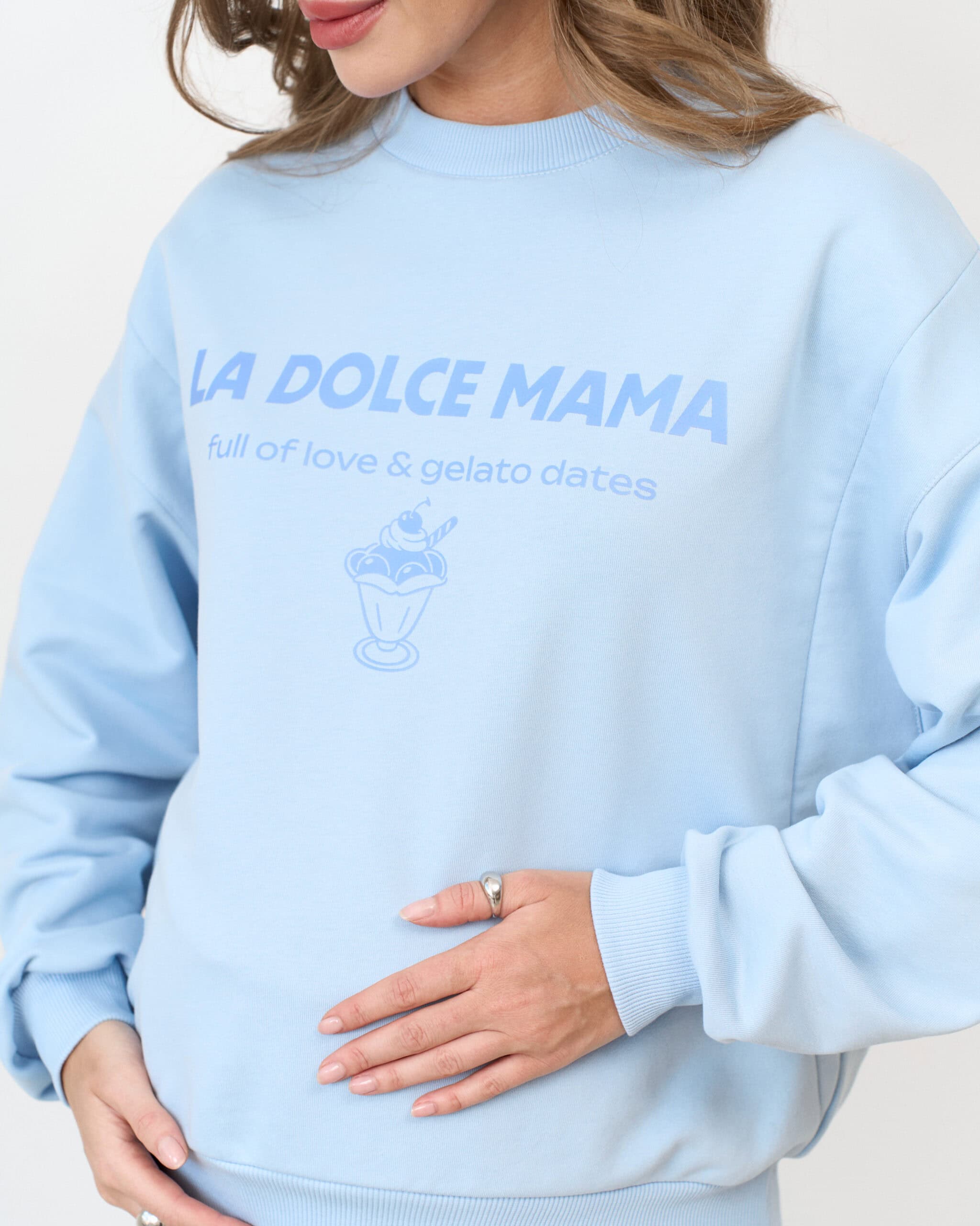 Светло-голубой свитшот для будущих и кормящих мам La dolce mama Светло-голубой свитшот для будущих и кормящих мам La dolce mama — изображение 4