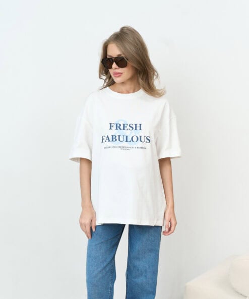 Белая оверсайз-футболка Fresh & Fabulous Белая оверсайз-футболка Fresh & Fabulous — изображение 4