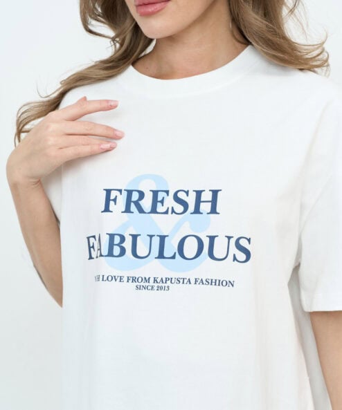 Белая оверсайз-футболка Fresh & Fabulous Белая оверсайз-футболка Fresh & Fabulous — изображение 3