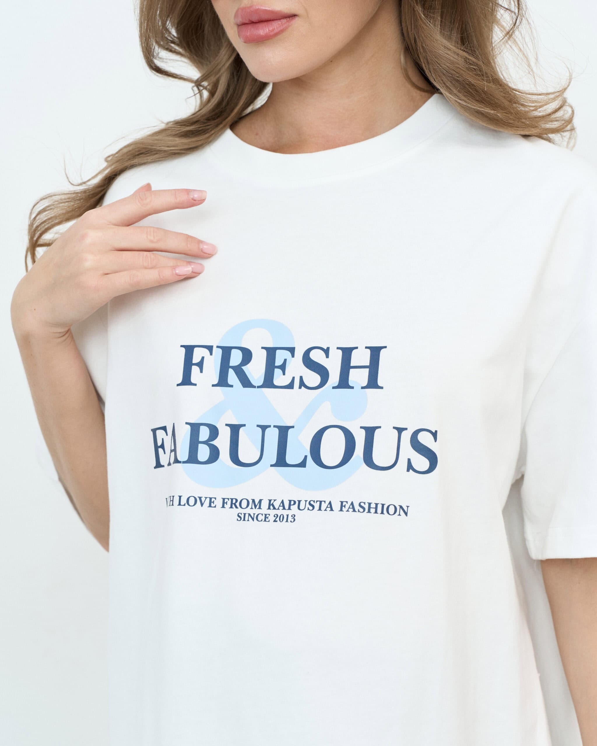 Белая оверсайз-футболка Fresh & Fabulous Белая оверсайз-футболка Fresh & Fabulous — изображение 3