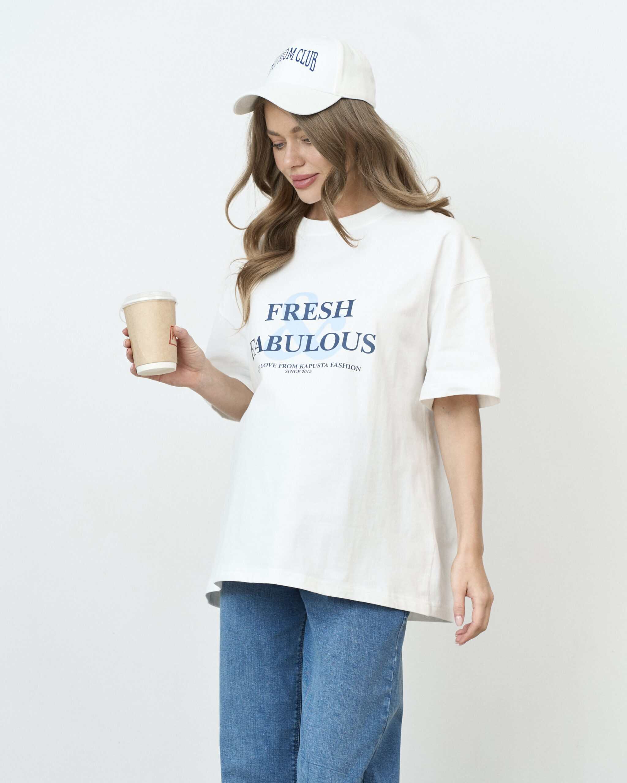 Белая оверсайз-футболка Fresh & Fabulous Белая оверсайз-футболка Fresh & Fabulous