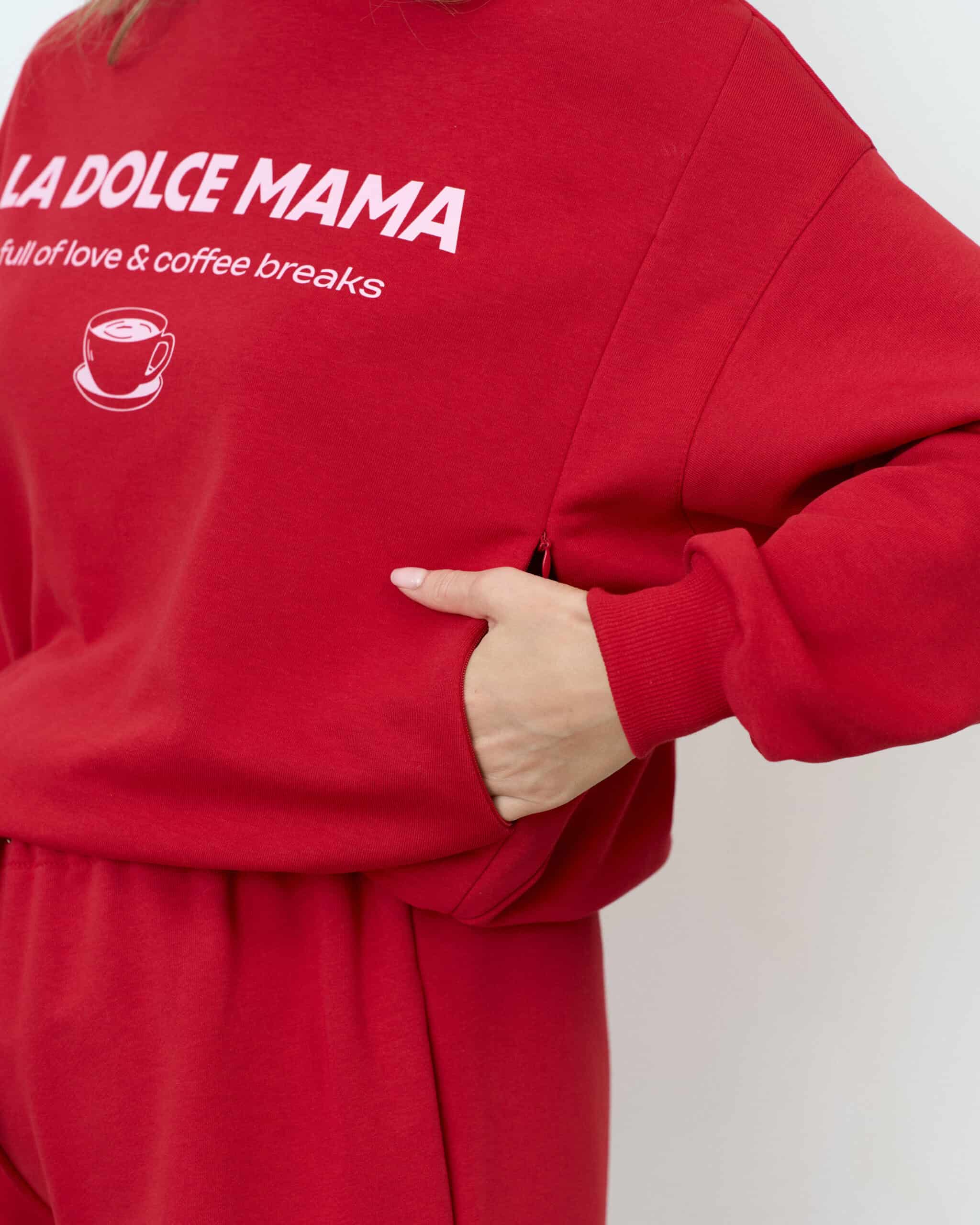 Красный свитшот для будущих и кормящих мам La dolce mama Красный свитшот для будущих и кормящих мам La dolce mama — изображение 2