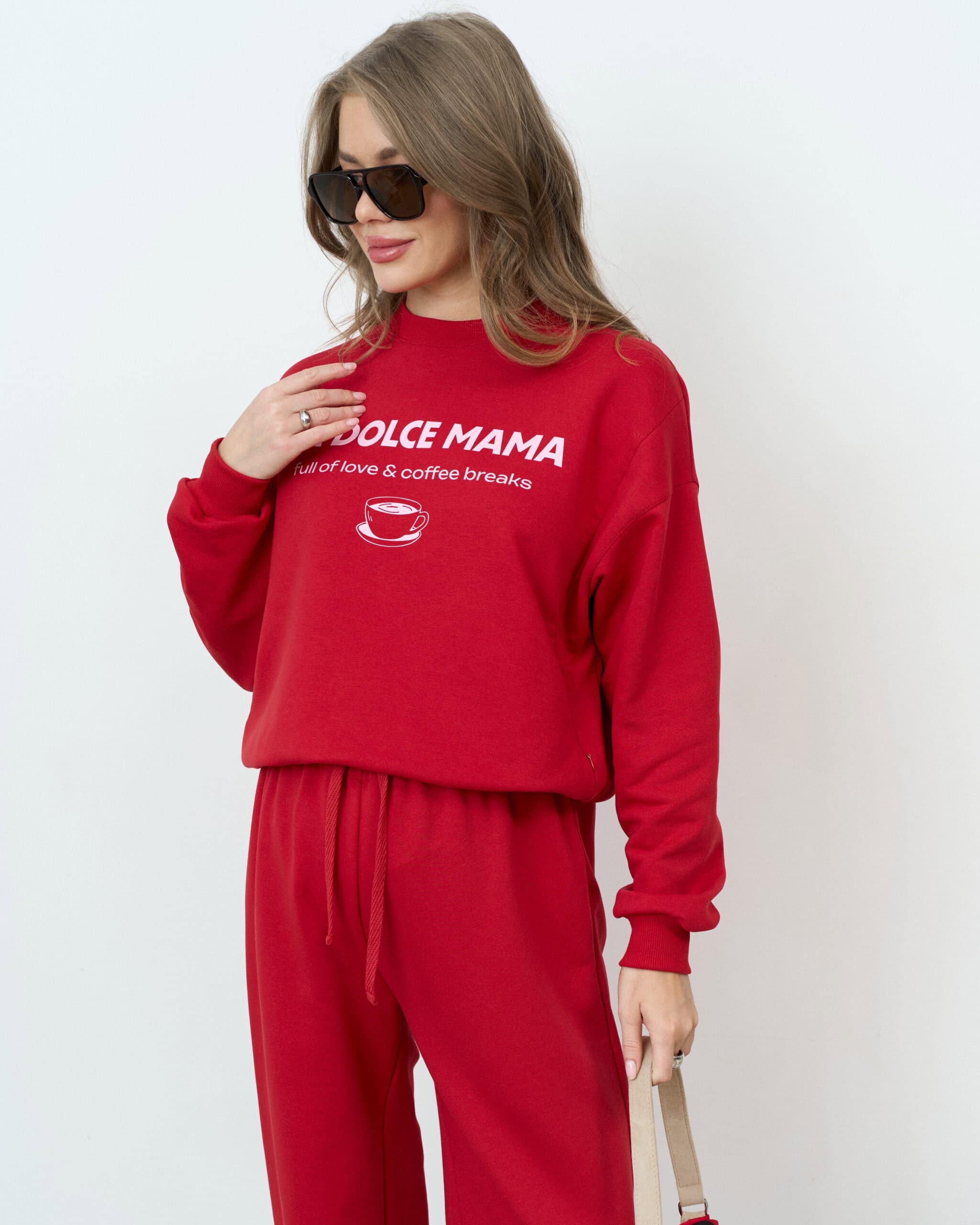 Красный свитшот для будущих и кормящих мам La dolce mama Красный свитшот для будущих и кормящих мам La dolce mama