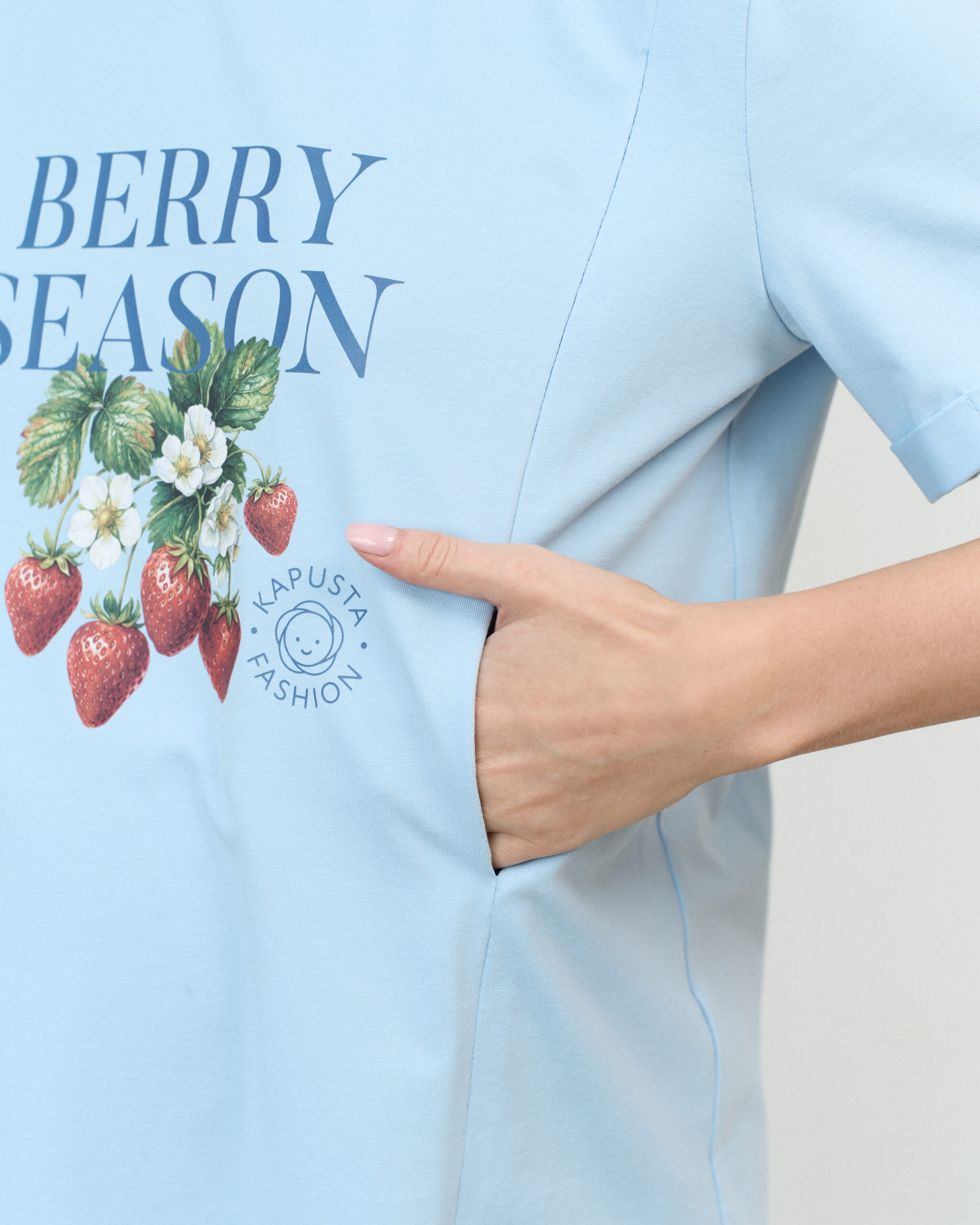 Голубая футболка для будущих и кормящих мам Berry Season Голубая футболка для будущих и кормящих мам Berry Season — изображение 2