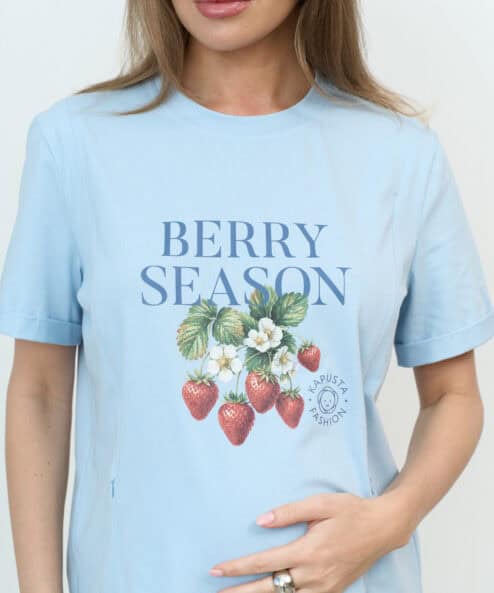 Голубая футболка для будущих и кормящих мам Berry Season Голубая футболка для будущих и кормящих мам Berry Season — изображение 5