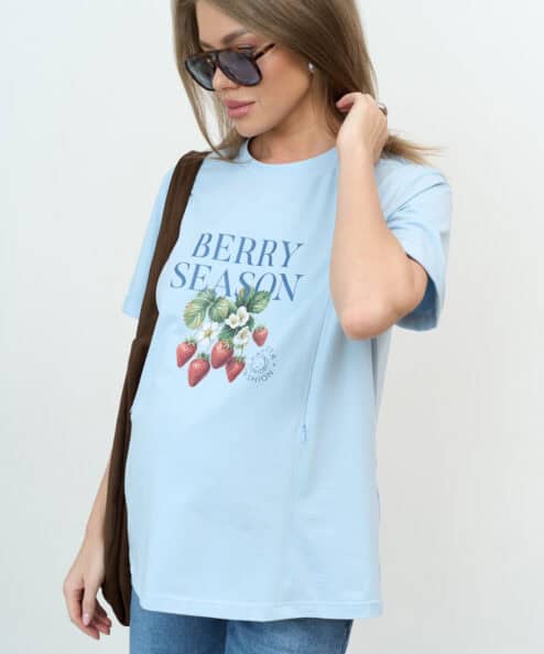 Голубая футболка для будущих и кормящих мам Berry Season Голубая футболка для будущих и кормящих мам Berry Season — изображение 7