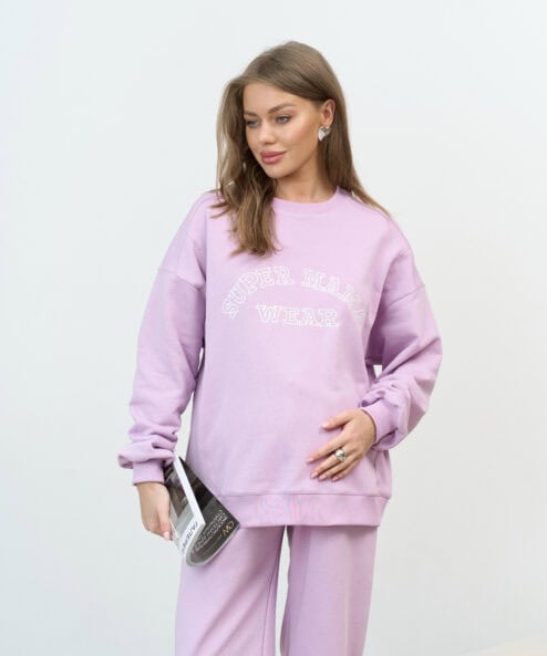 Лавандовый свитшот для будущих и кормящих мам Super Mama — изображение 7