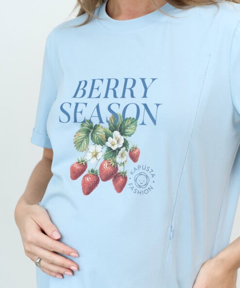Голубая футболка для будущих и кормящих мам Berry Season Голубая футболка для будущих и кормящих мам Berry Season — изображение 11