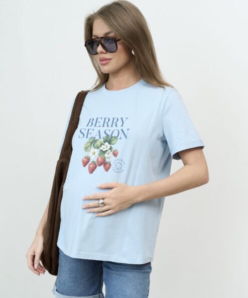 Голубая футболка для будущих и кормящих мам Berry Season Голубая футболка для будущих и кормящих мам Berry Season — изображение 6