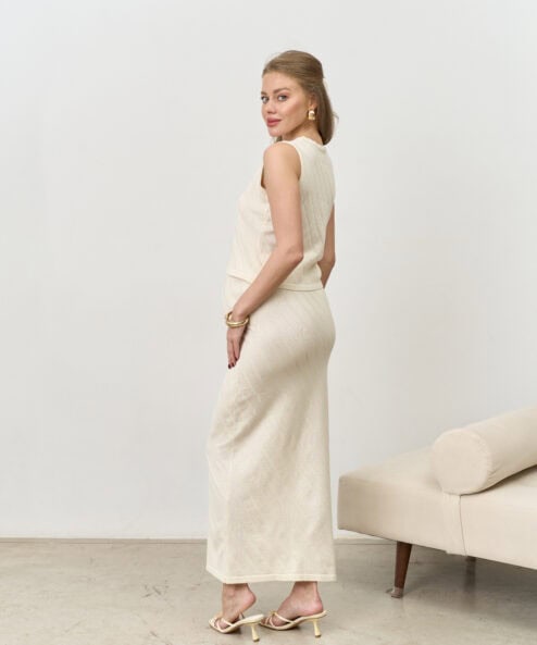 Кремовый трикотажный комплект с юбкой Capri — изображение 4