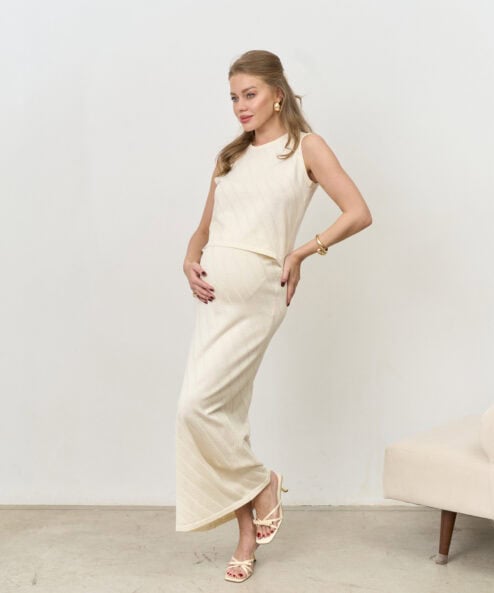 Кремовый трикотажный комплект с юбкой Capri — изображение 3