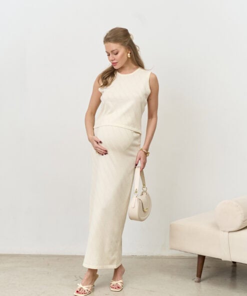Кремовый трикотажный комплект с юбкой Capri — изображение 9