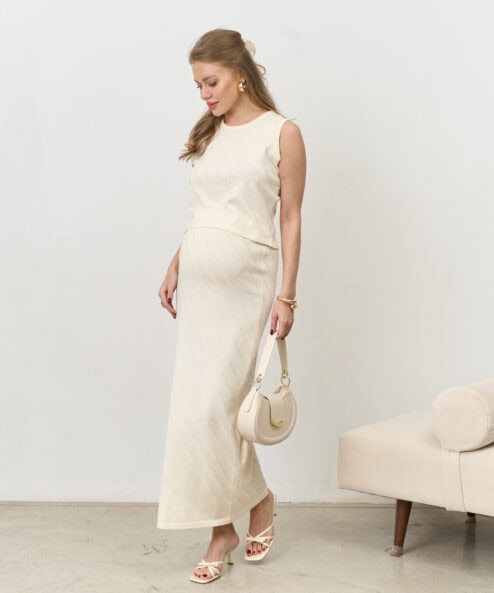 Кремовый трикотажный комплект с юбкой Capri — изображение 6