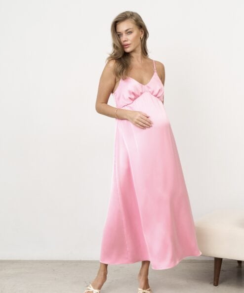 Розовое платье для будущих и кормящих мам Karmen NEW, модное и комфортное.