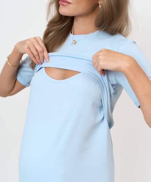 Светло-голубое платье для будущих и кормящих мам Casual.