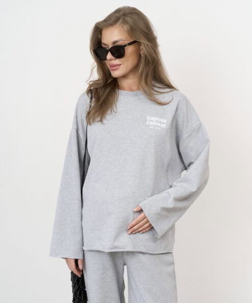 Серый лонгслив для будущих и кормящих мам Kapusta Fashion.