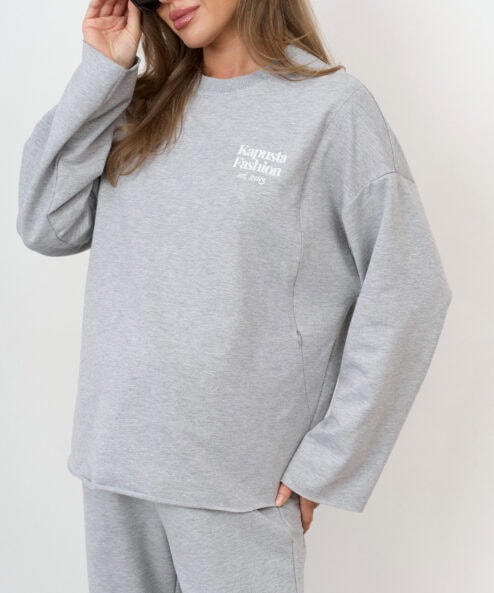 Серый лонгслив для будущих и кормящих мам Kapusta Fashion.