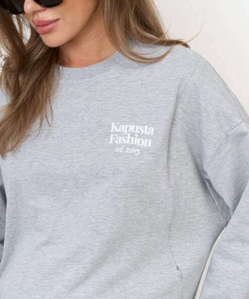 Серый лонгслив для будущих и кормящих мам Kapusta Fashion.