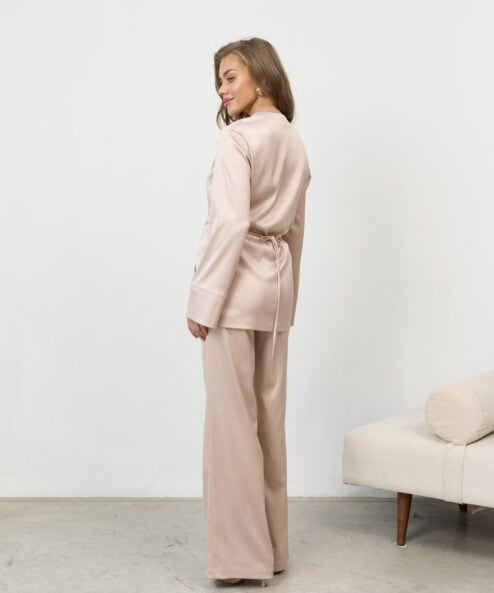 Бежевые атласные брюки Jecky — изображение 4
