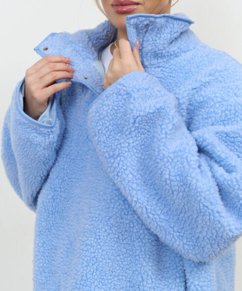 Alternative view of Голубая флисовая оверсайз-толстовка Teddy